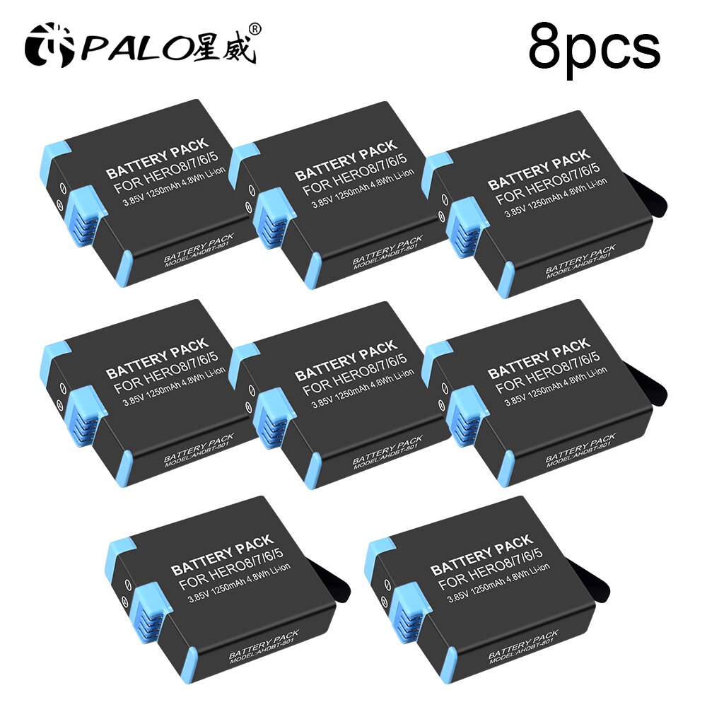 1-8 Stuks 1250Mah Batterij Voor Gopro Hero 8 Zwart Accu Akku AHDBT-801 Hero 8 Black Gopro accessoires