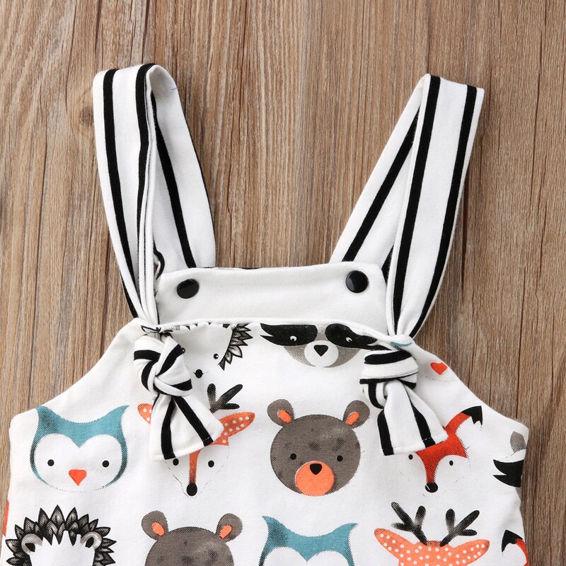 Zomer Mooie Mooie Peuter Baby Meisjes Jongens Romper 0-24M Mouwloze O-hals Cartoon Animal Print Bedekt Knop Romper jumpsuits