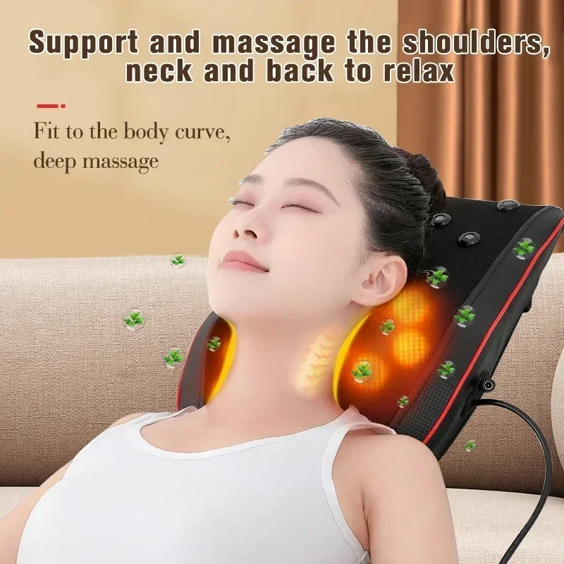 Elektrische Shiatsu Hoofd Nek Cervicale Tractie Body Massager Auto Rugkussen met Verwarming Vibrerende Massage Apparaat Gezondheidszorg
