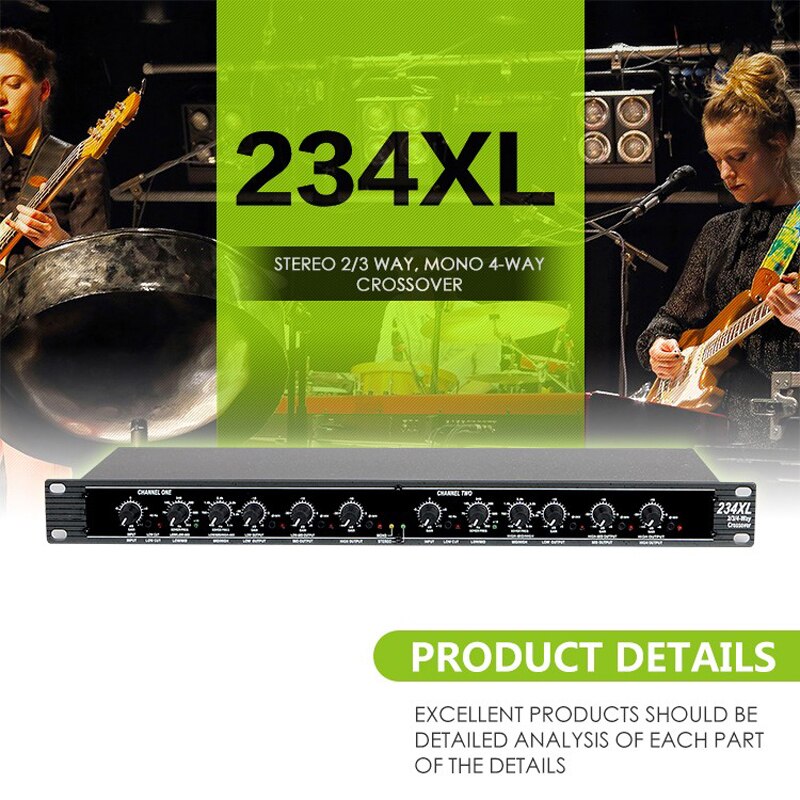 GAX-234XL Sound Peripheral Equipments Stereo 2/3 Way, Mono 4-Way 234XL Crossover audio Equalizer with XLR Connector