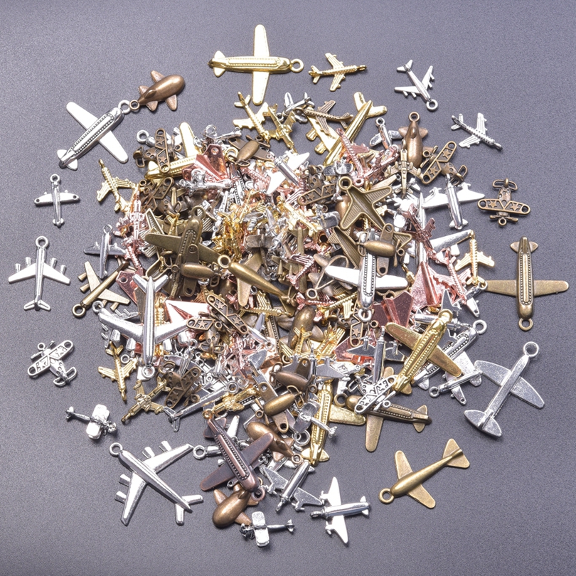30 Uds. De dijes de animales de nota musical de avión de Metal de colores mezclados para fabricación de joyas, suministros DIY, pendientes, pulseras, accesorios, colgantes