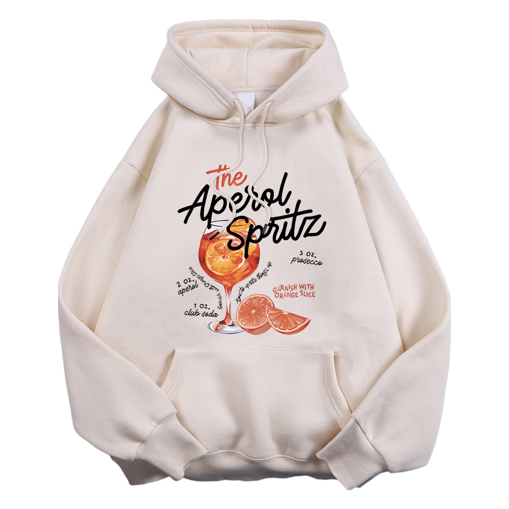 Sweat à capuche d'hiver pour femme The Aperol Spritz rétro Cocktail impression sweat poche ample polaire pull Kawaii vêtements de sport