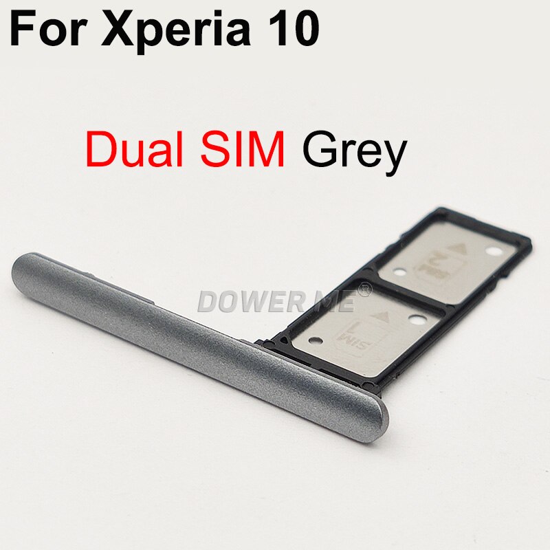 Dower Me Enkele Dual Sim Card Holder Reader Sim Tray Slot Met Cover Voor Sony Xperia 10 I3113 I3123 I4113: Grey Dual SIM