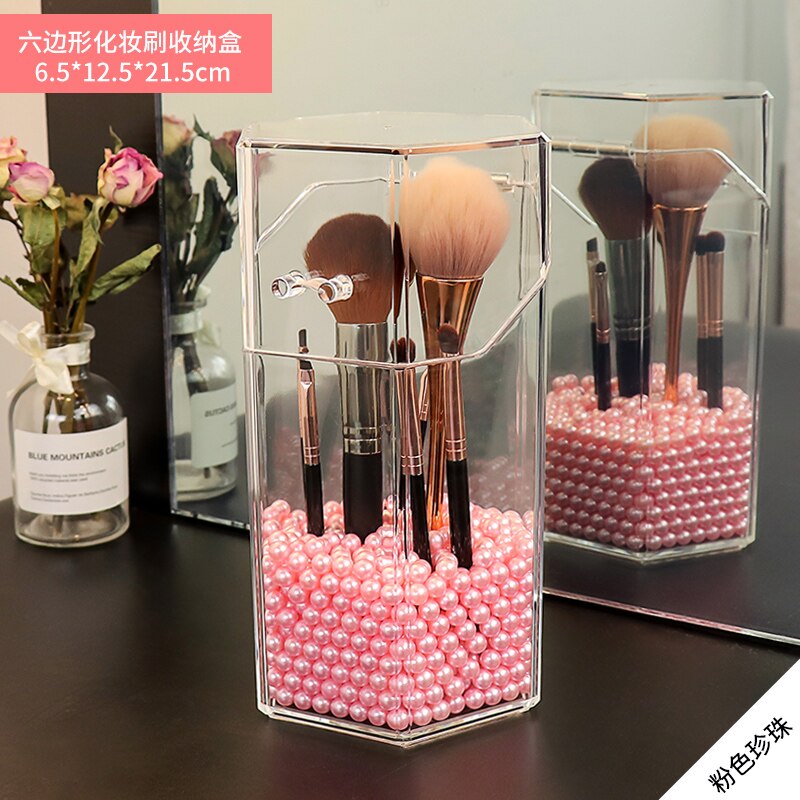 Caja de almacenamiento de acrílico para cosméticos, organizador pequeño de lápiz labial de maquillaje, almacenamiento de artículos de plástico, tocador, portalápices, HX50ST: Style 6