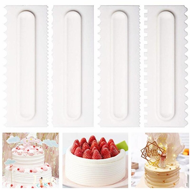1pc cake decoratie kam gladstrijker cake schraper 3 texturen bak gebak gereedschap fondant spatels keuken bakvorm