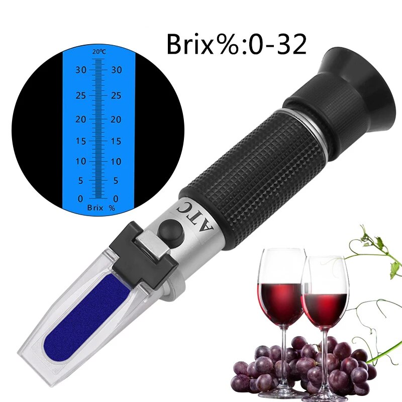 Handheld Honey Sugar Brix Refractometer Saccharometer Measuring 0-32% refratometro ATC Fruit Sugar Meter With The Retail Box