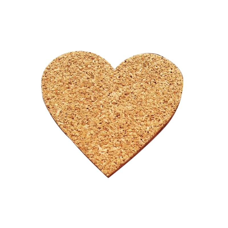 50 unids/set Corazón de corcho afilado tablero de mensajes de madera Phellem corcho tablón de anuncios de madera simple tablero de pared de madera suave con pegatina