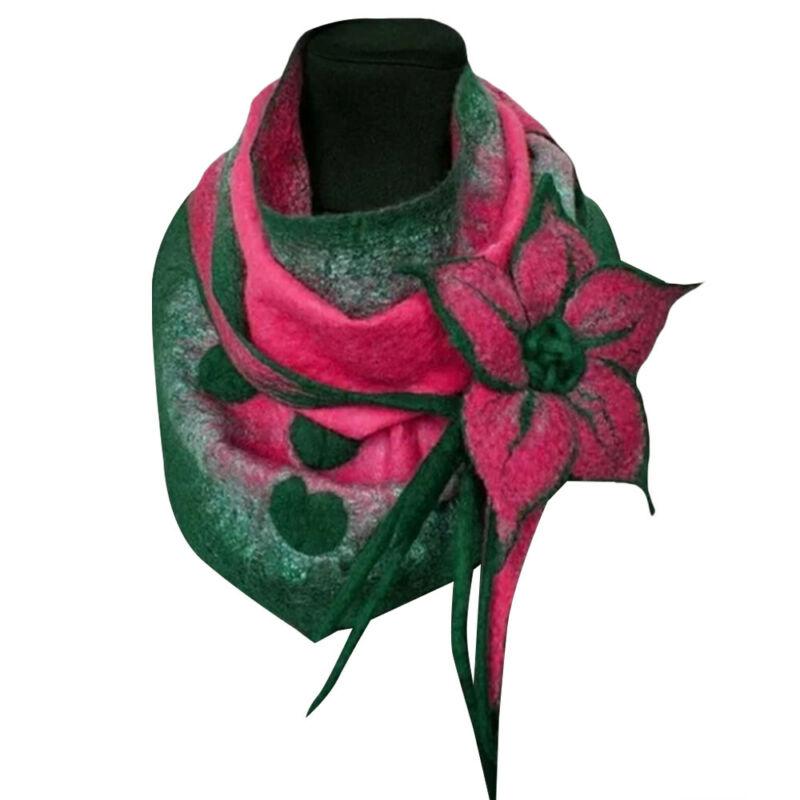 Vintage bloemen wikkelsjaal dames winter nekwarmer sjaals stola dames bedrukt casual zachte sjaals dames winter: Rood