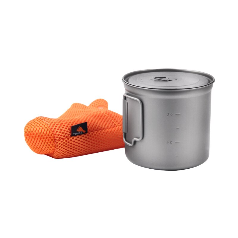 TOAKS 1100ml Titanium Pot Outdoor Camping Ultralight Titanium Cup with Cover POT-1100 with Mesh bag: Default Title