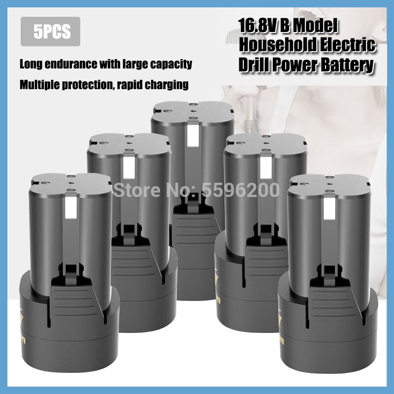 16.8V Electric Screwdriver Li-ion Battery Lithium Battery Rechargeable Hand Electric Drill Battery: 5PCS B Model