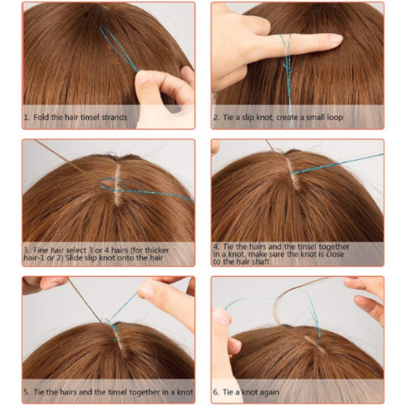 Extensions de cheveux scintillants holographiques pour femme, 200 mèches, 90cm, style Hippie