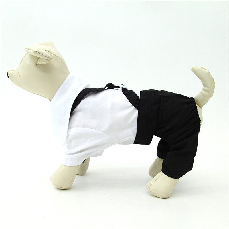 Ropa para mascotas cachorro perro mono traje pajarita esmoquin camisa Formal ropa de boda-S M L XL XXL -blanco negro 20 A