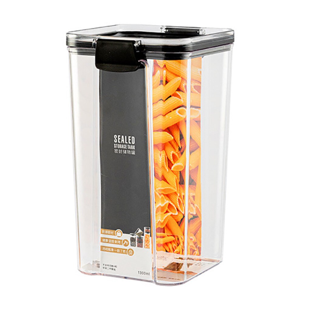 Storage Box Square Transparent Sealed Fresh Box Home Sealed Moisture-Proof Transparent Cereal Food Pasta Storage Box #YL5: C