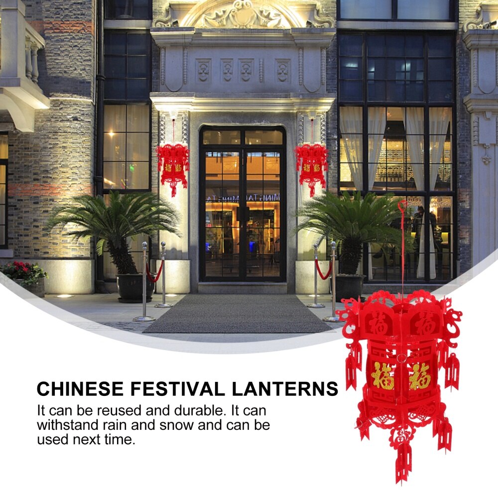3Pcs Chinese Festival Lantern Nice Fine Fu Character Lantern Chinese Year Decoration Non-woven Lantern