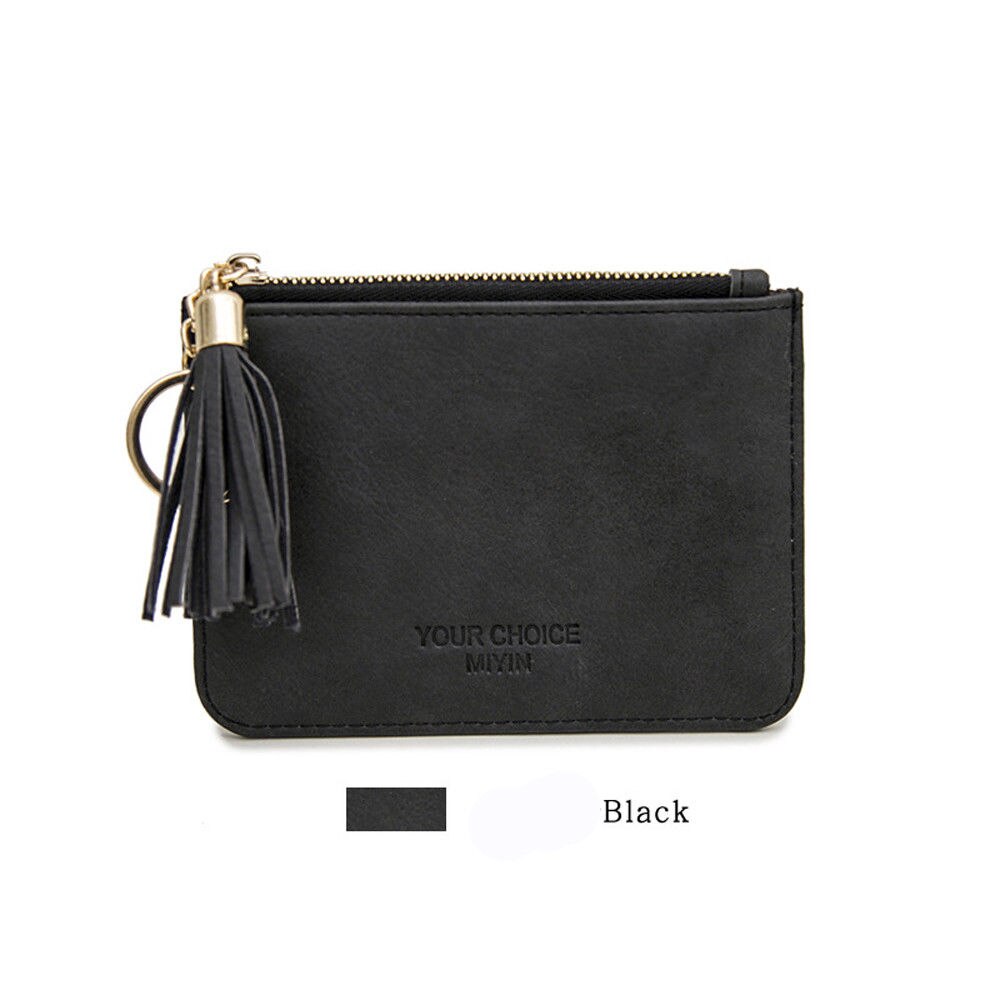 2019 Titular do Cartão de Mulheres De Couro Pequena Carteira Zip Coin Bolsas Clutch Bolsa Moda Mulheres Bolsas de Embreagem Carteira Feminina: Black