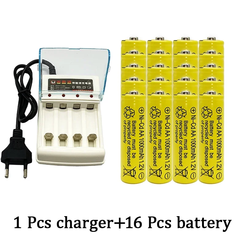 Batería AA Ni-cd 1,2 V recargable, 1000 mAh, utilizada para relojes, ratones, juguetes eléctricos, controles remotos, cargador AA Ni Cd: Castaño
