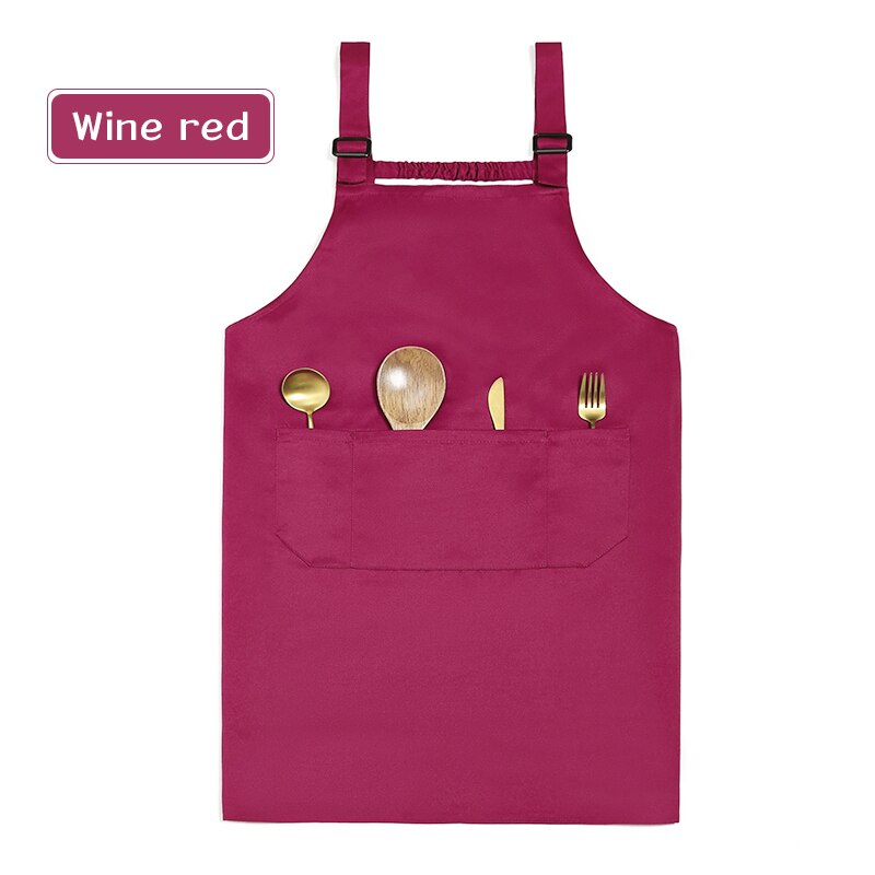 Unisex Adjustable H-shaped Back Elastic Band Chef Apron Canteen Hotel Cafe Bakery Barber Shop Florist Apron Uniform Waterproof: Burgundy