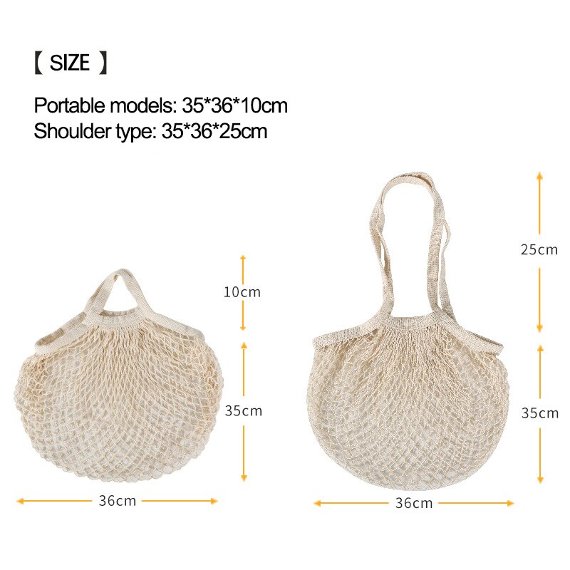 Sacchetti della spesa riutilizzabili portatili per la borsa della verdura della frutta borsa dell&#39;organizzatore della corda della maglia del cotone borse della spesa della rete della maniglia corta/lunga
