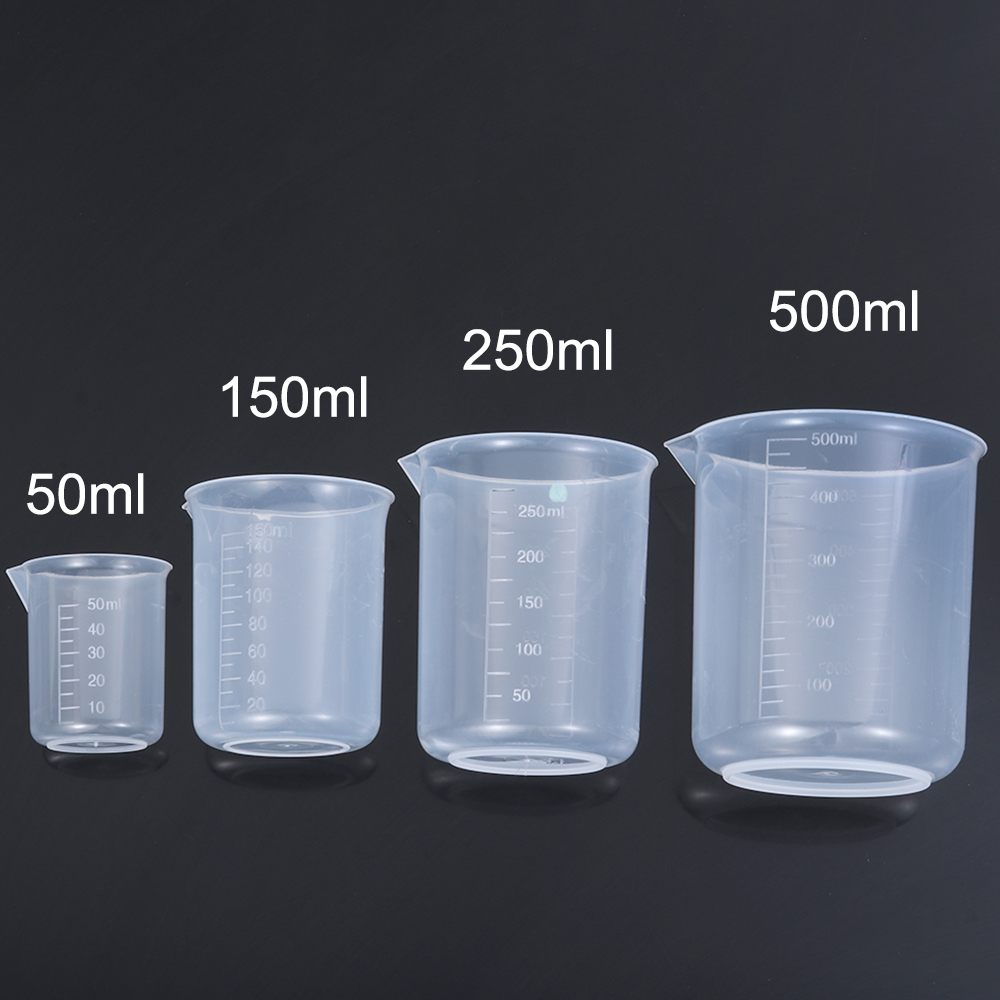 Taza medidora de plástico, dispensador de cocina, suministros para hornear, jarra líquida para laboratorio, vaso graduado, 4 tamaños, 1/4 Uds.