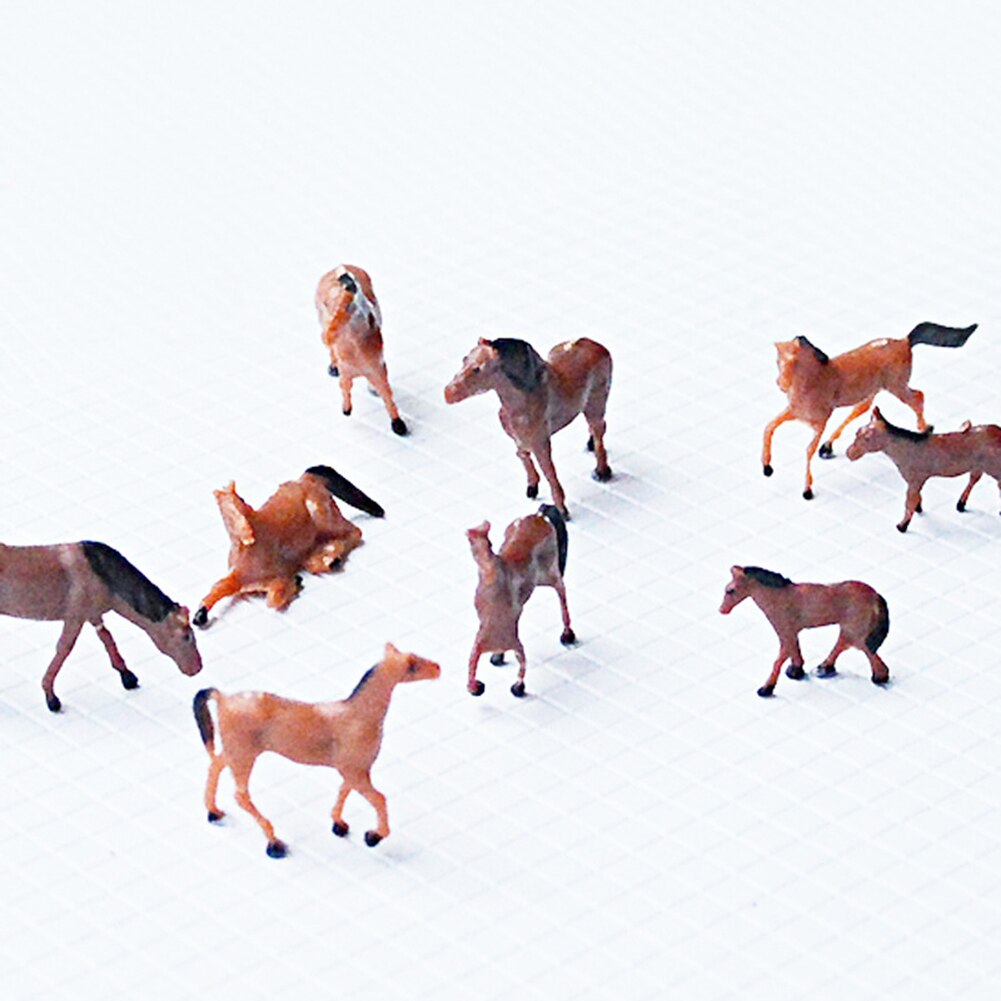 10Pcs 1/87 1/150 Horses Animal Model DIY Farm Zoo Parks Train Layout Accessory