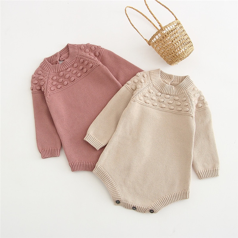 Baby Gebreide Kleding Herfst Baby Romper Meisje Jumpsuit Hollow Lange Mouwen Baby Baby Meisje Romper Trui Kleding Baby Onesie