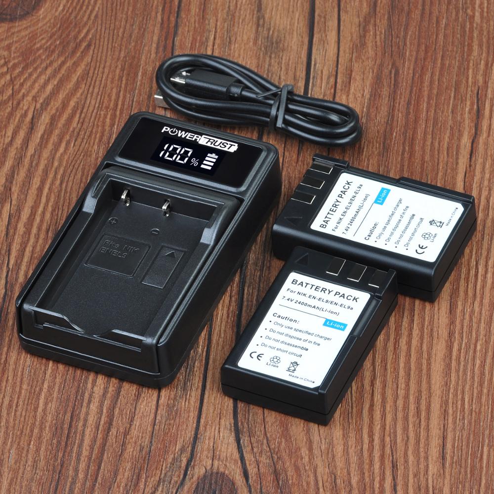 EN-EL9 EN EL9 EN-EL9a, batería de 2400mAh EN EL9a EL9a, AKKU y Cargador USB LED para Nikon EN-EL9a D40 D60 D40X D5000 D3000, baterías
