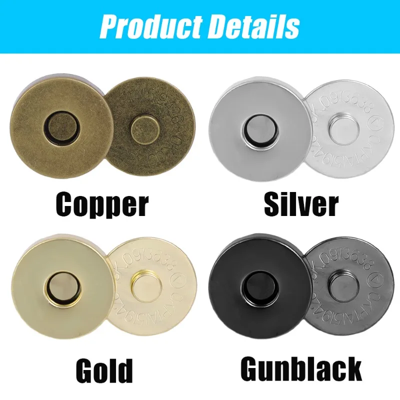 12-40 Uds. De cierre magnético Invisible, botones para bolso sin puntadas, cartera, abrigo, bolsos, hebilla magnética, piezas de equipaje de Metal, accesorios