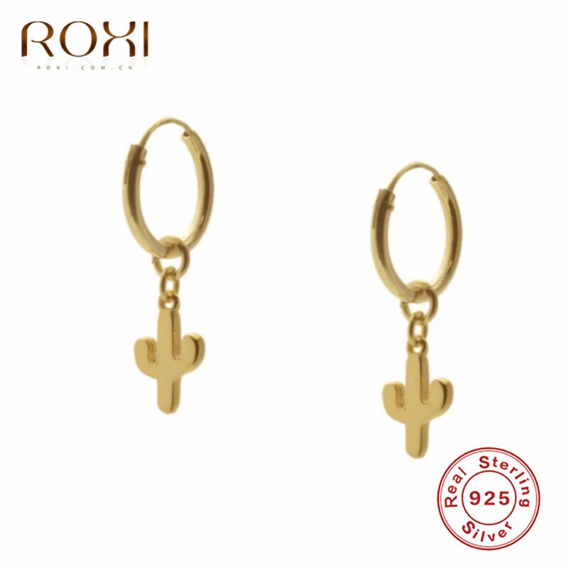 ROXI 925 Sterling Silber Kaktus Zucht Ohrringe Für Frauen Boho Schmuck Damen exquisit Anlage Reifen Hängen Ohrringe Party