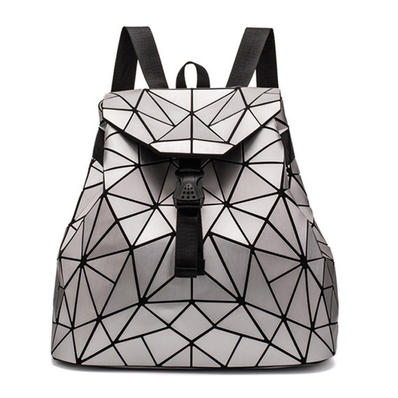 neue Frauen Hologramm Rucksack Geometrische Rucksäcke Mädchen Reisen Schulter Taschen Für Frauen Totes Luxus Schulter Tasche Silber