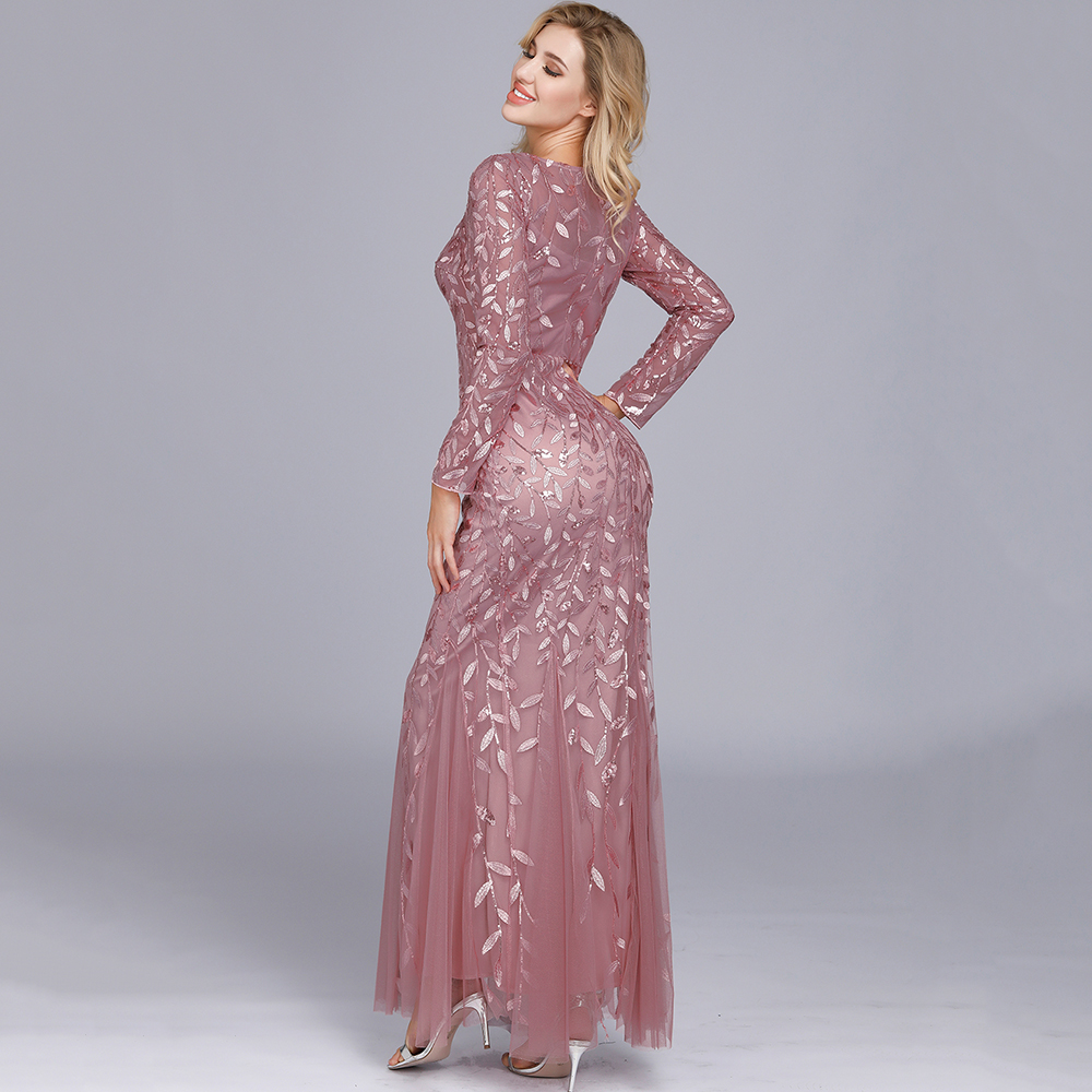 Sexy vintage Maxi Pailletten cocktail Kleid brautjungfer Prom Kleider für Frauen Lässige Party langarm club Bodycon Kleid vestidos