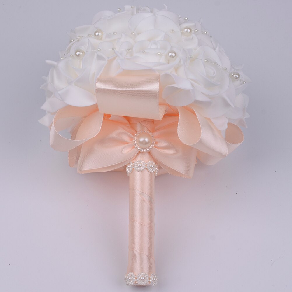 Tanie Prom Baby Blue broszka z kwiatem bukiet ślubny De Mariage bukiety ślubne PE róża diamentowa wstążka bukiet W2017D: shell pink Z