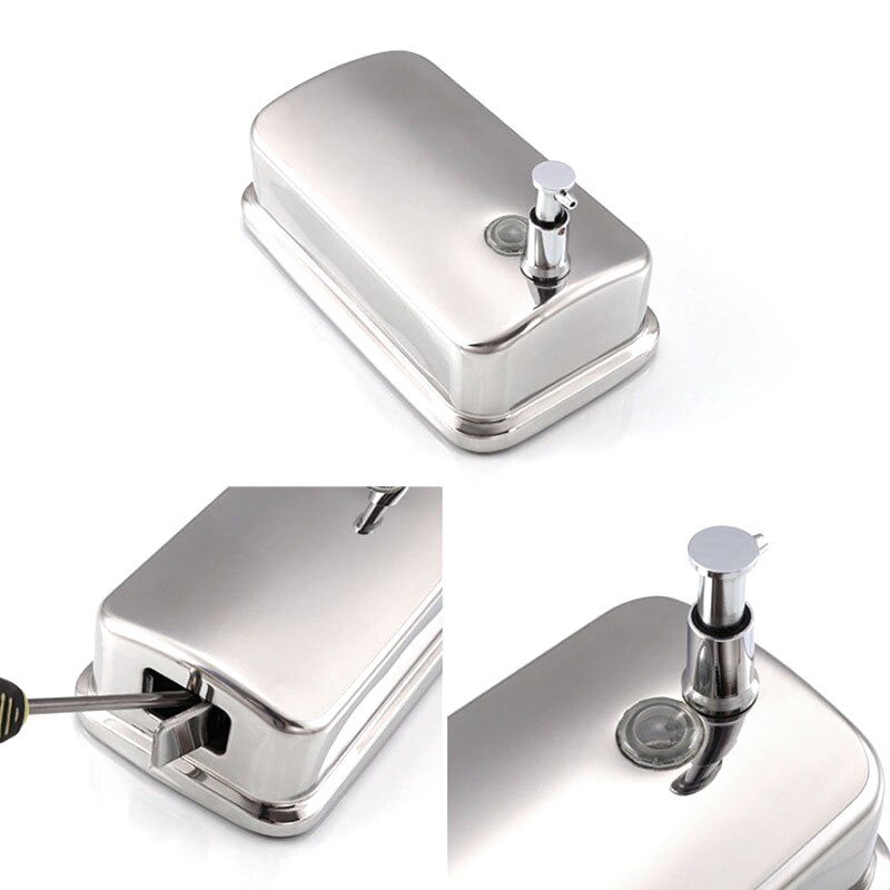 Wall Mounted l Hand Soap Dispenser Washroom S. Steel 304 Manual Liquid Shower Gel 500ml 800ml 1000ml