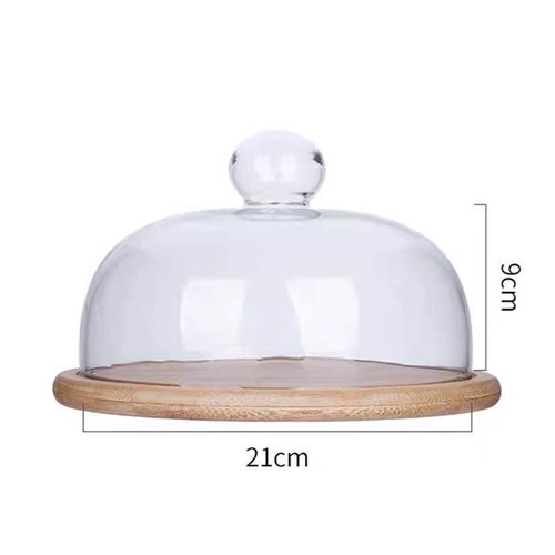 Plateau à gâteaux en bois avec couvercle en verre, plateau à Dessert, à pain, à collation, pour la conservation de la fraîcheur, couvercle Anti-cendres, plateau de stockage des aliments ménagers,