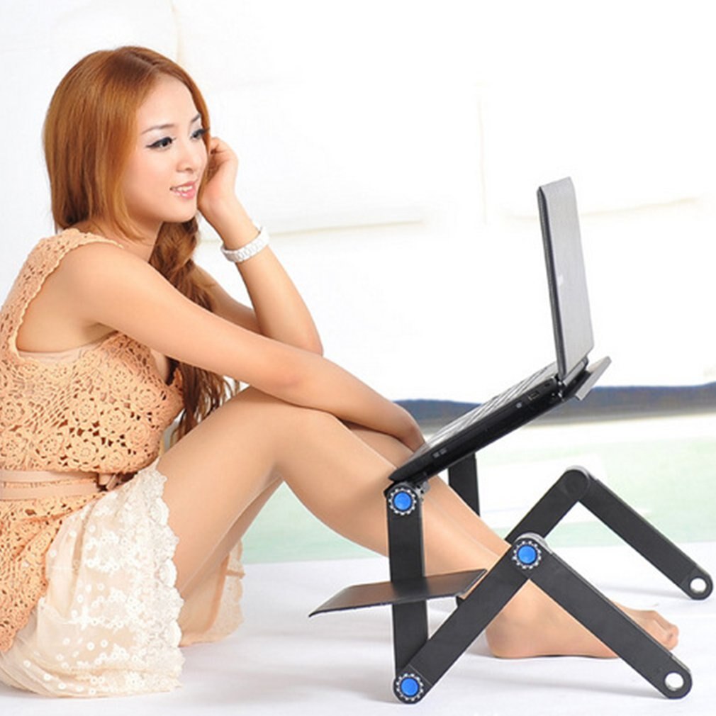 Aluminum Alloy Laptop Computer Table Bed Computer Table Folding Table With Radiator Fan Magnesium Alloy Panel