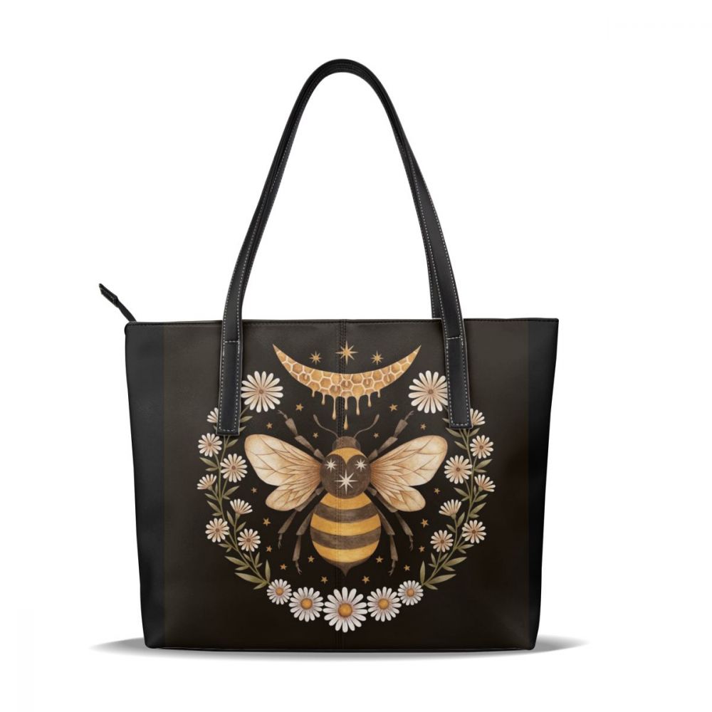 Bee handbag bee top-handle bags try teen teenage leather tote bag oversized shopping kvinnor handväskor: Honungsmåne