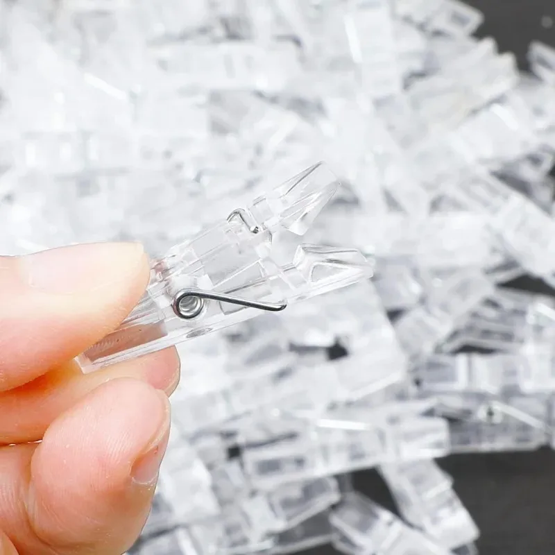 200/50PCS Mini Foto Clips Transparent Frühling Clips Kunststoff Handtuch Klemmen Wäscheklammer DIY Ornamente Foto Wand Hause decor Liefert