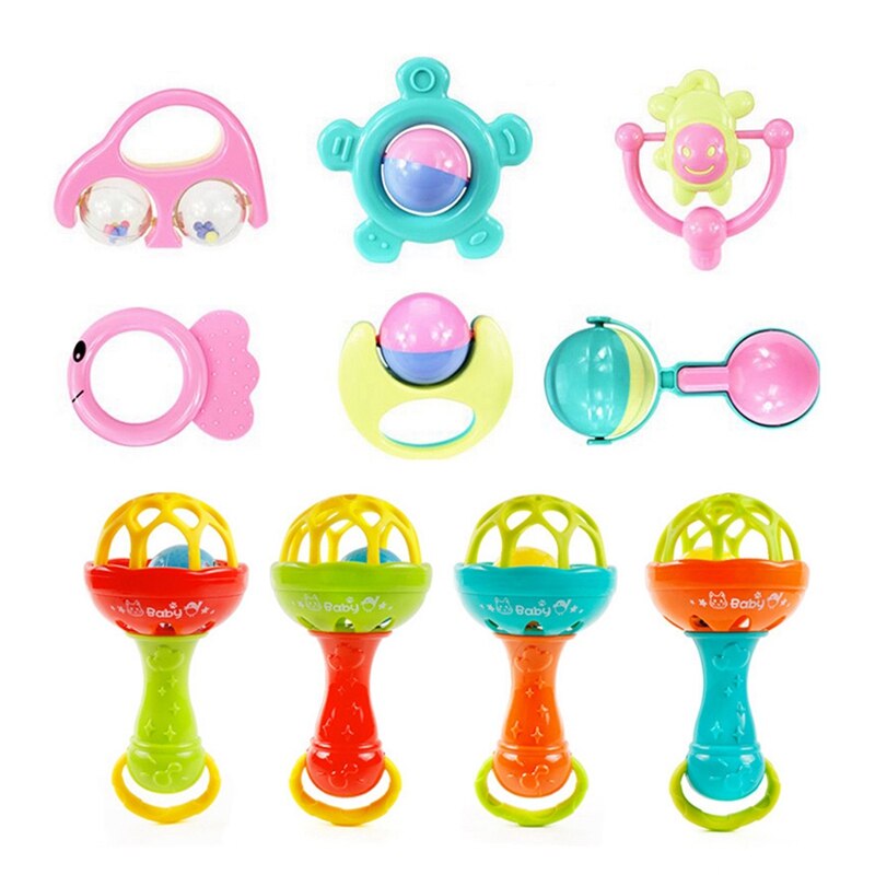 7x Del bambino Teether di Crepitio Del bambino di Crepitio Del bambino Appena nato 0-1 Giocattoli Educativi Sonaglio Combinazione Tuta