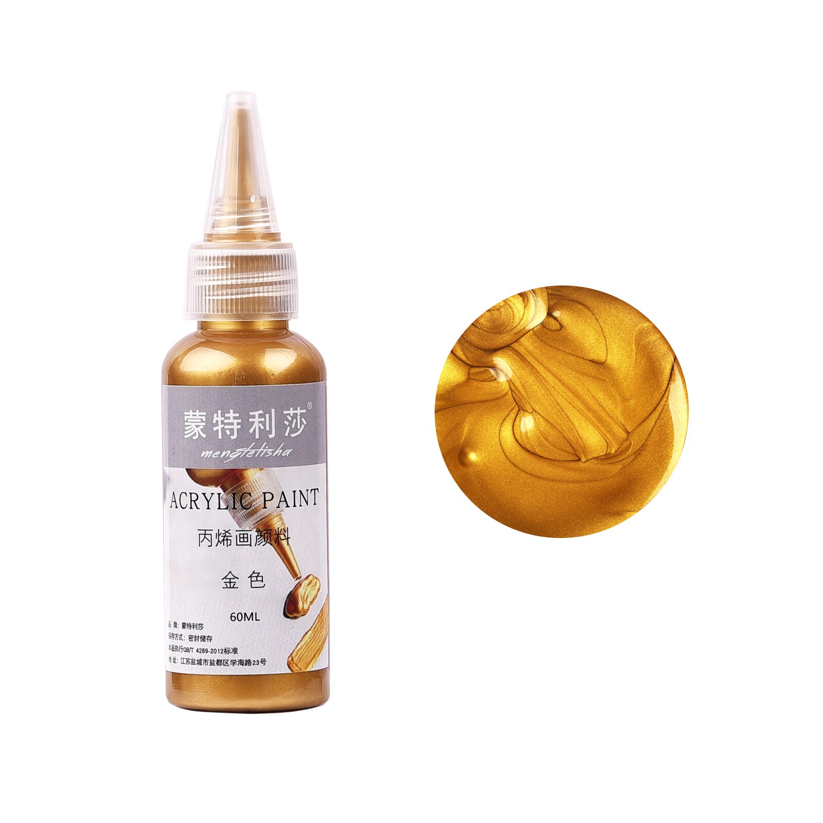 Neue 60ml Acryl Farbe Metallic Gold Silber Kupfer Für Epoxy Harz Schmuck Machen Gips Puppe Handmade DIY Farbpigment: Gold