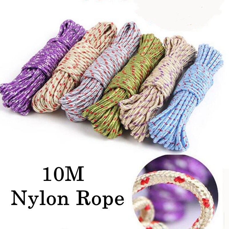 10M Tarpaulin Nylon Rope Truck Lashing Rope Packing Rope Wear-Resistant Fixed Non-Slip Braided Household Clothesline