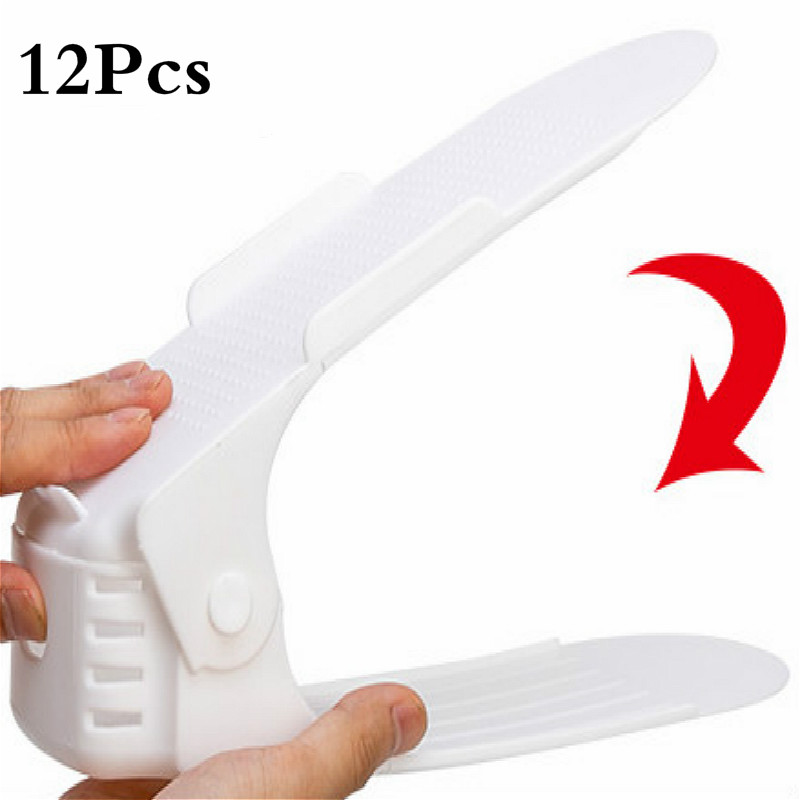 12Stck schuh Gestell Schuh schrank Partner schuh veranstalter schuh lagerung lagerung schuhe sparen sie schuhe sammlung raum frauen schuhe: Weiß-12Stck