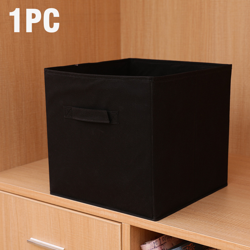 Foldable Fabric Storage box Cube Bins Cloth Organizer storage Baskets Folding Nursery Closet Drawer Features Dual Handles: Blue