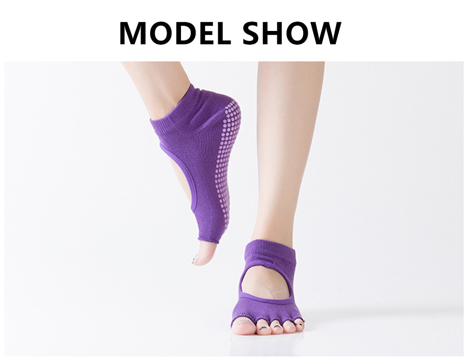 1 Pair Women Yoga Socks Anti Slip for Lady Gym Fitness Sports Pilates Sock Slippers Dance Protector