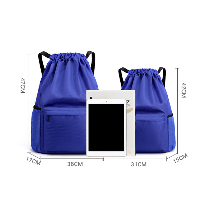 Heren/dames rugzak met trekkoordvak, waterdichte nylon rugzak met grote capaciteit, reistas met trekkoord, fitness sporttas