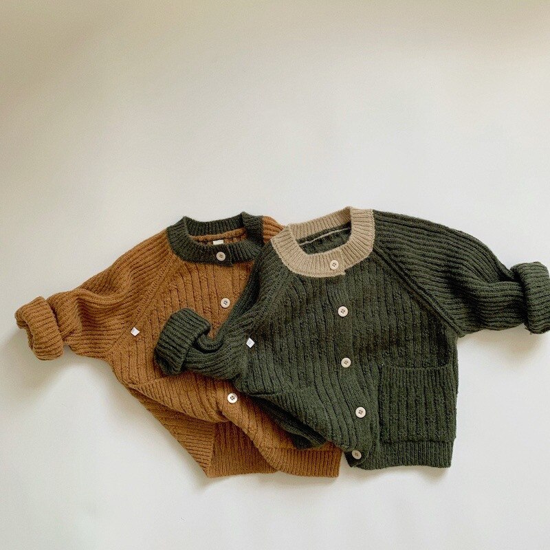 Deer jonmi 2022 primavera stile coreano bambini maglioni Cardigan lavorati a maglia Patchwork allentati Casual bambini maglione cappotti
