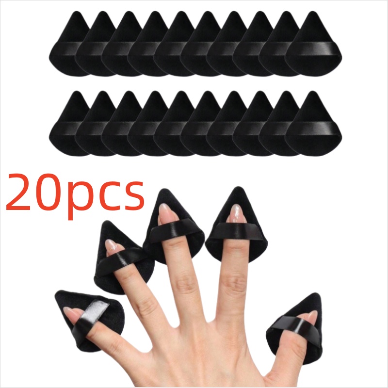 Mini esponja triangular de terciopelo para polvo, aplicador corrector facial, esponja cosmética para dedos, herramientas de maquillaje de belleza, 10-30 Uds.: YELLOW