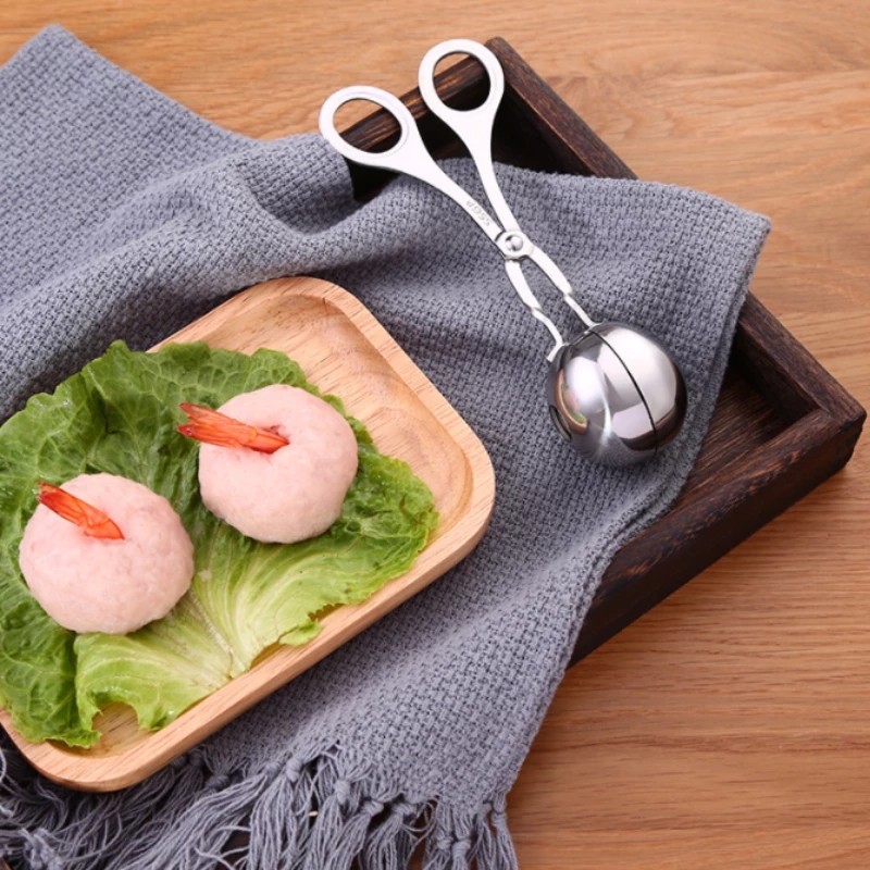 304 Rvs Gehaktbal Tang Keuken Tool Huishoudelijke Fishball Machine Knijpen Gehaktbal Artefact Rijst Bal Moldld