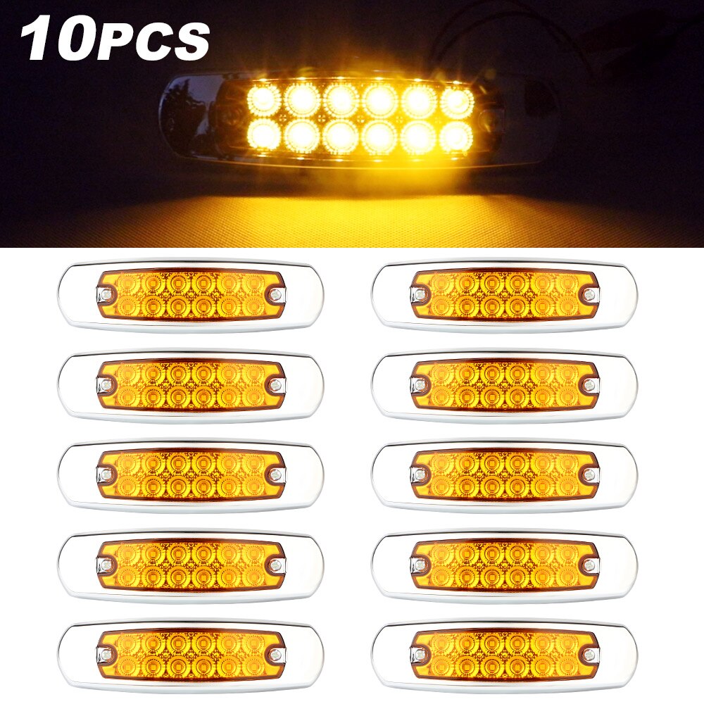 10 pcs Car truck LED yellow side Marker lights Car External Lights Warning Tail Light For Freightliner For Peterbilt 12V 24V