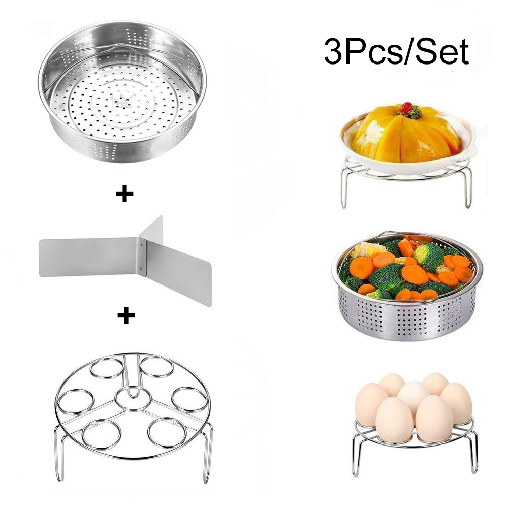 Autocuiseur électrique 5,6,8 qt, panier à vapeur en acier inoxydable avec support à œufs, dessous de plat Compatible avec Pot instantané