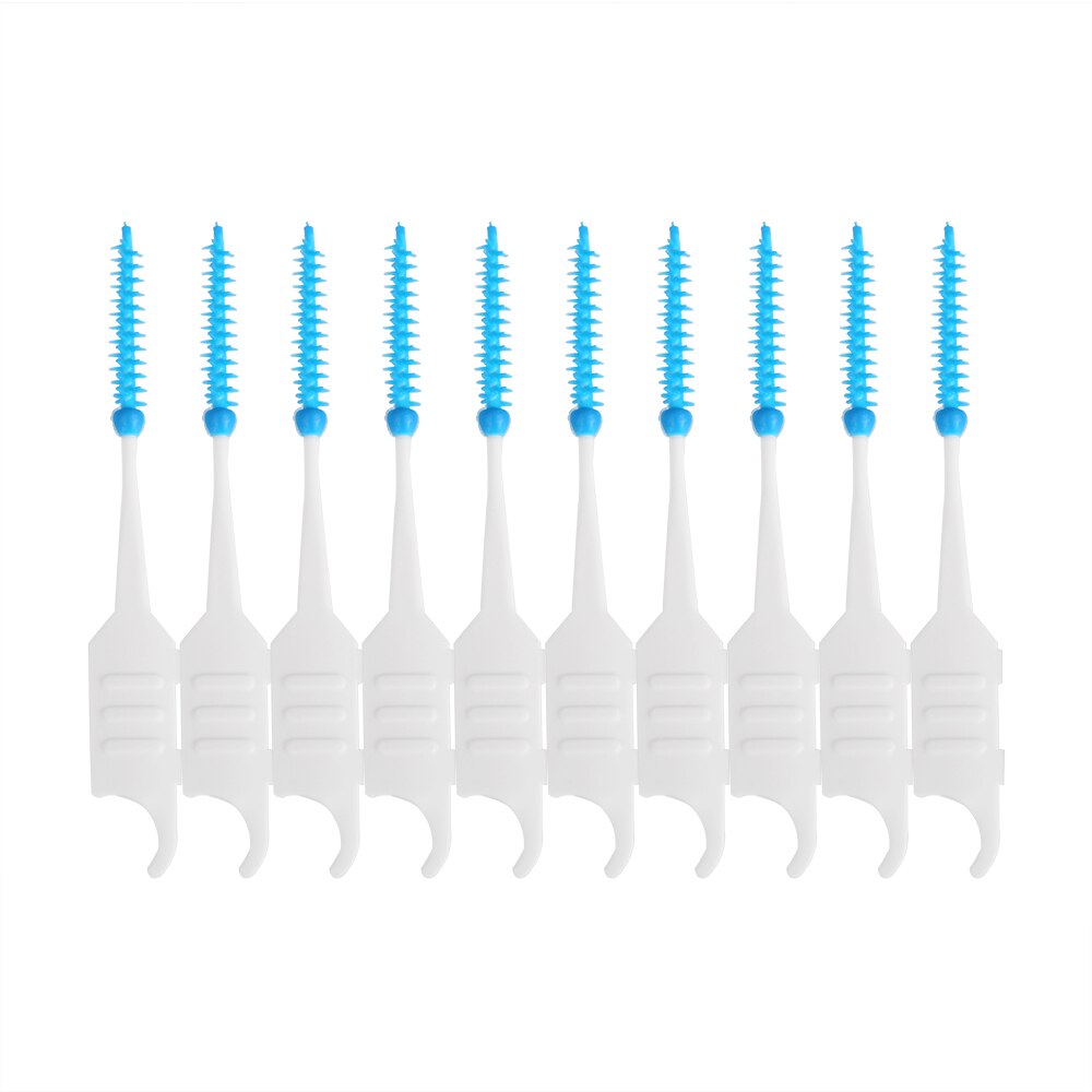 200 Stks/doos Zachte Siliconen Dental Floss Rager Wegwerp Tanden Stick Tandenstokers Floss Tooth Pick Oral Care Borstel Schoon