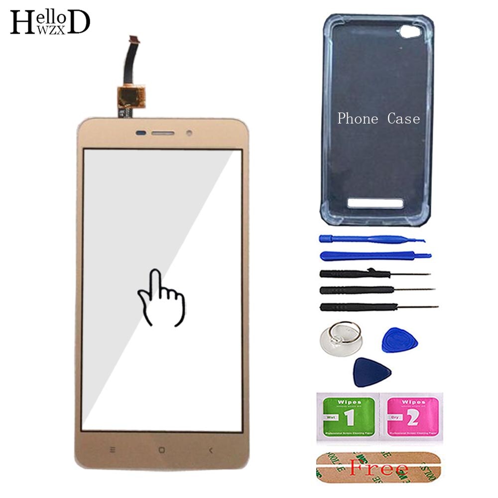 Pantalla táctil móvil para Xiaomi Redmi 4A Panel de pantalla táctil 5,0 ''pantalla Sensor de cristal frontal digitalizador piezas y herramientas funda de teléfono libre: Gold With Tools